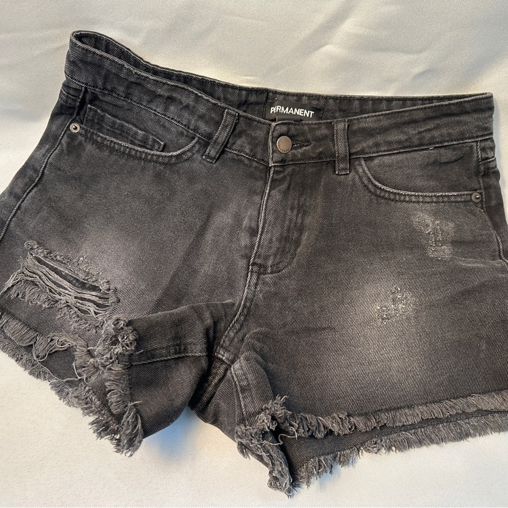 Women's Black Distressed Denim Shorts